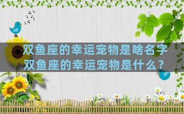 双鱼座的幸运宠物是啥名字 双鱼座的幸运宠物是什么？